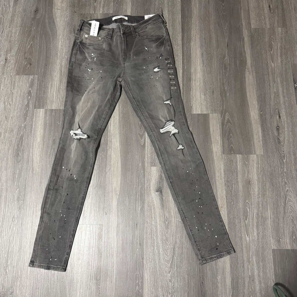 PacSun Stacked Skinny Jeans Mens 29x30 Black Distressed Paint Splatter Stretch l